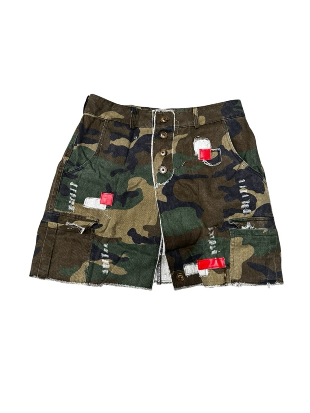 Camo Distressed Mini Skirt with Side Cut-Outs - Picture 3 of 7